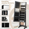 Freestanding Jewelry Armoire Lockable Jewelry Mirror Cabinet w/3-Color Led Light