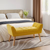 Fabric Upholstered Bedroom Bed End Bench Hallway Stool Chair Window Seat Yellow