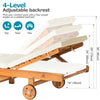 Acacia Wood Sun Lounger Folding Recliner Chair w/ Wheels Cushion Garden Poolside