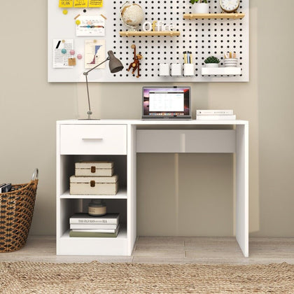 100cm Computer Desk Study Writing Table PC Laptop Desk with Drawer 2 Shelves