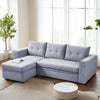 3 Seater L-Shaped Corner Sofa Bed with Storage Reversible Sleeper Bed Couch Grey