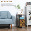 Industrial Bedside Side Table Bedroom Rustic Drawer Shelf Storage Tabletop Unit