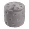 Round Buttoned Stool Pouffe Footstool Chair Grey Padded Seat Soft Pouf Cylinder