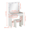 White Dressing table LED With Clear Glass Top Makeup Desk Drawers Stool Vanity