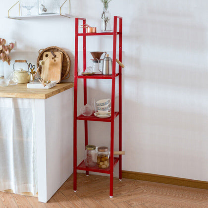 Modern 4 Tier Ladder Shelf Bookcase Storage Rack Stand Plants Display Bookshelf