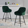 2X Green Velvet Bar Stools Kitchen Breakfast Stool Footrest 65 cm Padded Seat