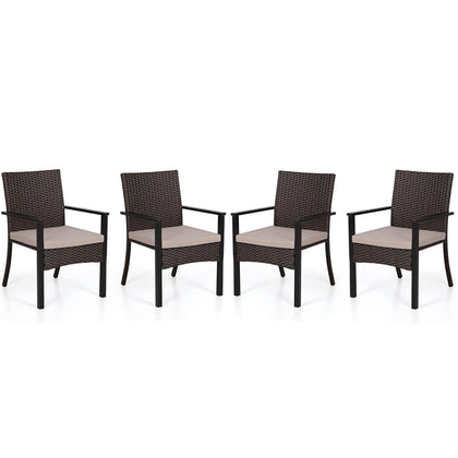 4 Piece Set Garden Patio Furniture Outdoor Rattan Effect Wicker Chairs w/Cushion