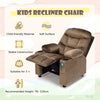 Larger Kids Recliner Chair Adjustable Velvet Fabric Lounge Sofa Recliner-Coffee