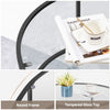 Round Coffee Table Tempered Glass Black Sofa Side Table Living Room Metal Frame