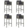 5 Piece Garden Bar Set with Cushions Grey Poly Rattan