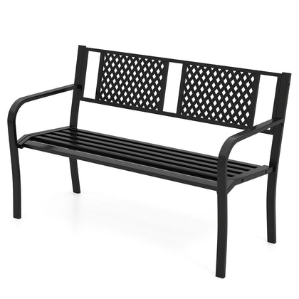 127CM Garden Bench Outdoor Bench for 2-3-Persons Black