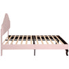 Double Size Bed 4ft6 Velvet Upholstered Slatted Bed Frame with Headboard Pink