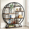 Modern Wood & Metal Freestanding Bookcase with Staggered Open Shelves