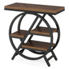 3-Tier End Table Wood Narrow Sofa Side Table with Storage Shelves, Rustic Brown