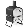 2-layer Outdoor Mini Pizza Oven Portable Wood Fired Pizza Maker w/Cooking Grill