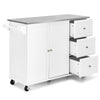 113x46CM Rolling Kitchen Island Cart Utility Storage Cart w/5 Wheels White