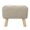 Small Linen Fabric Padded Footstool Footrest Pouffe Wooden Leg StoolHall Chair