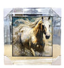 Horse Picture White Liquid Art Mirror Frame 3D Glitter Art 55x55 cm