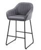 2 X Grey velvet Bar Stools fixed height Grey Breakfast Kitchen Bar
