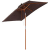 Wooden Patio Umbrella Parasol Garden Outdoor Sunshade 6 Ribs Brown UK