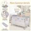 5 in 1 Travel Cot Folding Baby Playard with Storage Rack and Carry Bag Beige