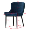 2x Dining Chairs Blue Velvet Home Matte Black Legs Soft Seat Furniture