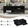 Black High Gloss Coffee Table with Four Storage Rectangular Living Room Modern