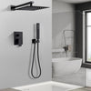 Black Matte Bathroom Faucet Set Square Rainfall/Handheld Shower Water Taps Kit