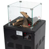 eGlass Flame Gas Patio Heater with Lava Rocks and Logs - Black