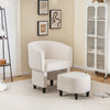 Upholstered Velvet Barrel Chair and Ottoman Set Modern Accent Armchair