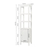 150cm White Tall Bathroom Cabinet Slim Storage Cabinet w/Single Door & 3 Shelves
