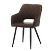 2 Pcs Dining Chairs Faux Leather Diamond Cushion Seat With Hole Brown Grey