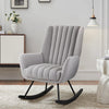 Modern Rocking Chair Upholstered Fabric Leisure Armchair High Wing Back Rocker