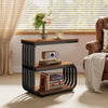 Industrial Small End Table, 3-Tier Narrow Side Accent Table with Metal Frame