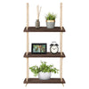 3 Tier Rope Hanging Floating Shelves Wood Wall Swing Shelf Home Storage