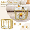 Costway 60cm Round Coffee Table 2-Tier Accent Table Modern Sofa Center Table