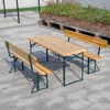Beer Table & Bench Set Outdoor Wooden Folding Trestle Garden Furniture Iron Legs