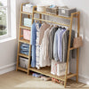 Bamboo Clothes Rail Rack Garment Hanging Stand Open Wardrobe Shelf, 110X40X140CM