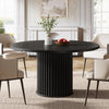 120cm Round Dining Table for 4-6, Modern Kitchen Table with Fluted Round Base