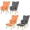 Occasional Scalloped Button High Back Fabric Armchair Sofa Chair Footrest Stool