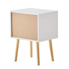 Blue Bedside Table 2 Drawers Modern Nightstand Cabinet Wood Legs Side Table