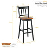 Set of 2 Bar Stools Wooden Counter Height Chair Pub Dining Chairs 360 °Swiveling