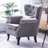 Upholstered Velvet Armchair Chesterfield Wing Back Fireside Tufted Fabric Chair