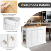 Kitchen Island Storage Cupboard W/Drop Leaf Countertop Side Racks 2-Door Cabinet