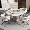 4PC Swivel Velvet Dining Chairs Rotatable Metal Legs Kitchen Chairs Modern Beige