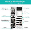 Full-length Mirror Storage Cabinet Wall/Door Mounted Jewelry Organizer White
