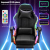 Luxury Black Gaming Chair w/ Bluetooth Speakers, RGB Lighting,Footrest & Ncabcll