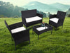 4 Piece Black Rattan Garden Furniture Set Chairs Table Sofa Wicker Outdoor Patio