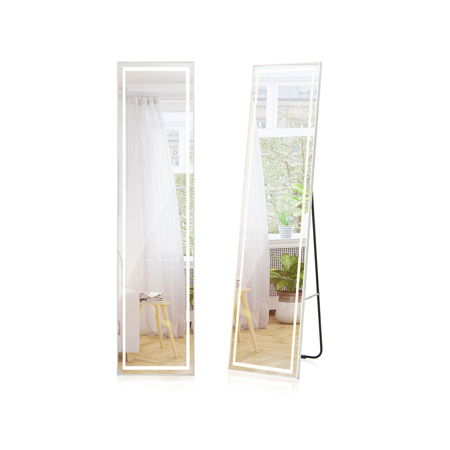 Full Length Mirror Bedroom LED Lighted Full Body Mirror with Lights and Stand