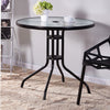 Round/Square Garden Patio Coffee Bistro Table Glass Outdoor Summer Parasol Hole